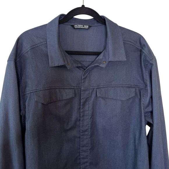 Arc'teryx Men's Lattis Shirt LS Navy Flannel Snap Closure Shirt Size XXL - Picture 1 of 9